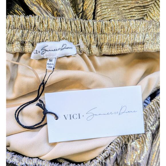 NEW Vici Summer of Diane Gold One Shoulder Waist Cutout Minidress Size Medium - Picture 9 of 11